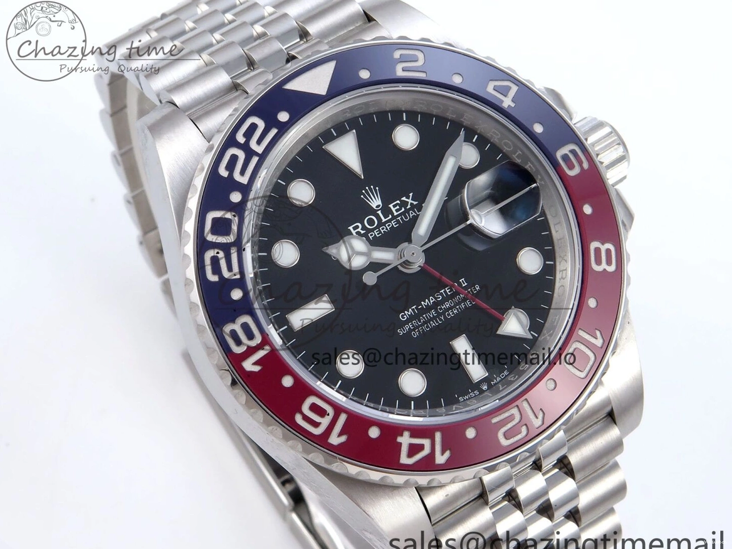 QF+ Bezel 1:1 Edition Blue Best Master II BLRO Steel 904L on SS SH3285 Dial Red 126710 GMT Black Bracelet 0427